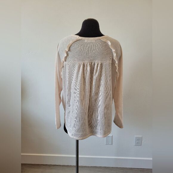 89th & Madison Blush Pink Ribbed Pullover Shirt Oversized Ruffle Balletcore L - Picture 4 of 9